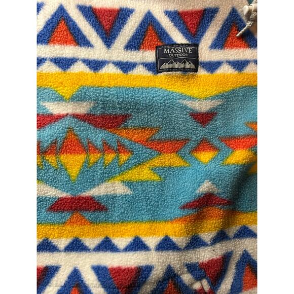 Massive Outdoors Medium Aztec Print Fleece Hoodie Pullover - Picture 3 of 5